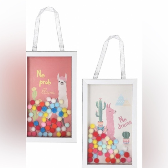 Llama llama mini rainbow pom pom funny humor hanging wall‎ decor boxes new - Picture 1 of 12